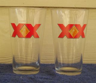 2 Dos Equis Beer 16 Oz.  Pint Glasses.