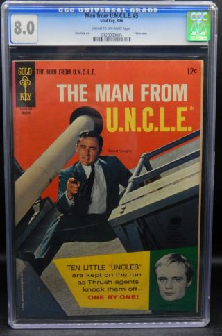 Cgc 8.  0 Gold Key Man From Uncle 5 Robert Vaughn Photo Cover Comic Book 1966 Tv