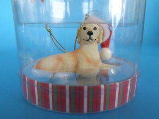 Ganz Yellow Labrador Retriever Wearing Santa Hat Resin Christmas Ornament Nip