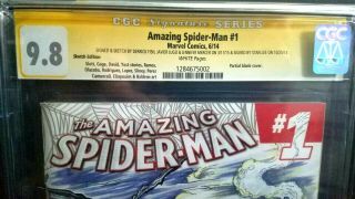 Spider - man 1 (2014) CGC 9.  6 & 9.  8 SET / SSx4 / Signed by Stan Lee 4
