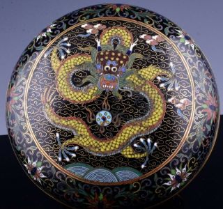 C1890 Chinese Guangxu Cloisonne Enamel Gilt Bronze Dragon Box Jar