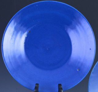 FINE PAIR 18/19THC CHINESE POWDER BLUE GLAZED PORCELAIN LARGE PLATES 2