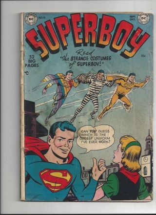 Superboy 16 Dc Comics Sept 1951 G/vg Complete Win Mortimer Cover