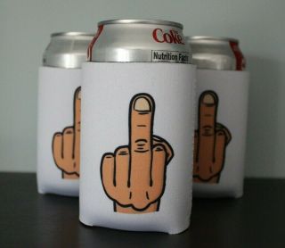 3x Middle Finger Salute Neoprene Beer Can Holder Drink Cooler Set Of 3 Flip Off