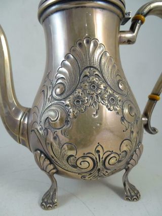Antique Amston Sterling Silver Teapot Hand Chased 2 - 1/4 Pint Tea Pot Vintage Old 2