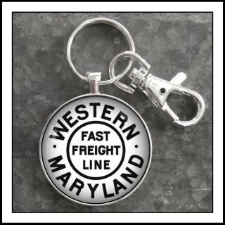 Western Maryland Fast Freight Line Railway Sign Photo Keychain Model Rr Railroad