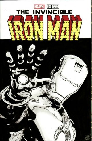 Invincible Iron Man 600 Blank Variant With Iron Man Painted Sketch