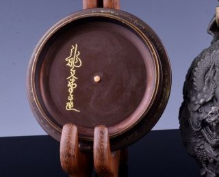 FINE QUALITY JAPANESE IRON & BRONZE DRAGON FIGURAL TETSUBIN HANDLED TEAPOT MARKS 7