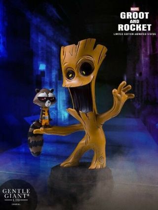 Gentle Giant Marvel Animated Guardians Of The Galaxy Groot And Rocket Statue