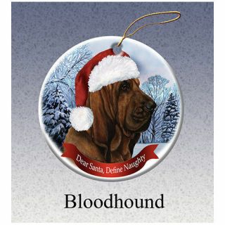 Bloodhound Howliday Porcelain China Dog Christmas Ornament