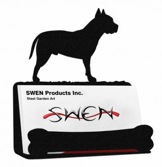 Swen Products American Stafford Pit Bull Dog Black Metal Business Card Holder