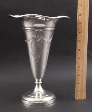 Lrg Antique Watson American Hand Engraved Sterling Floral Vase,  No Monogram