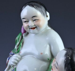 FINE QUALITY CHINESE FAMILLE ROSE ERXIAN HEHE TWIN BOYS PORCELAIN FIGURES 2 4