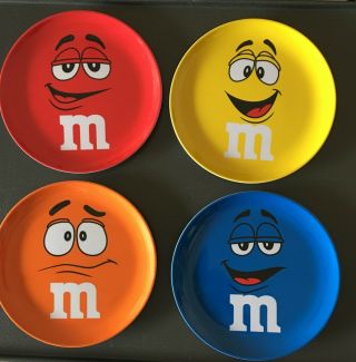 M&m Collector Edition Plates,  Set Of 4 (blue,  Green,  Red,  Yellow)