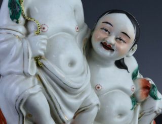 FINE QUALITY CHINESE FAMILLE ROSE ERXIAN HEHE TWIN BOYS PORCELAIN FIGURES MARKS1 5
