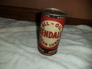 Vintage Kendall Oil Co 1 Lb Gear Lube Tin Can Gas Sevice Station Can