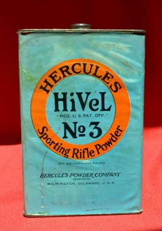 Vintage Hercules Hivel No.  3 Sporting Rifle Powder Tin (empty)