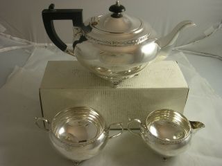 Splendid Heavy 1932 Emile Viner Art Deco Silver 3 Piece Tea Service 966 Grams