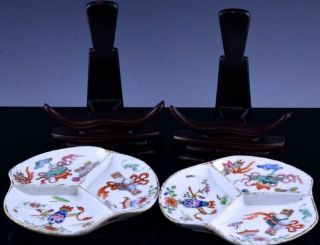 2RARE CHINESE DAOGUANG MARK & PERIOD FAMILLE ROSE PRECIOUS OBJECT DIVIDED DISHES 7