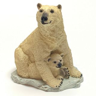 Polar Bears Figurine Living Stone 3 " Resin Statue Collectible