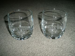 Jack Daniels Old No 7 Etched Whiskey Rocks Hi Ball Glasses Set Of 2 Round Bottom