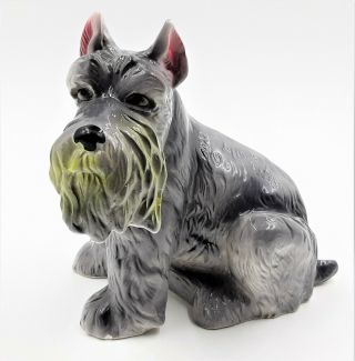 Vintage Oriental Gallery Ceramic Gray Schnauzer Dog Figurine 6 " Tall