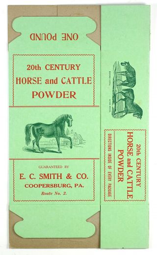 Late 1800s Agriculture Horse Cattle Powder Advertising Box Coopersburg Pa