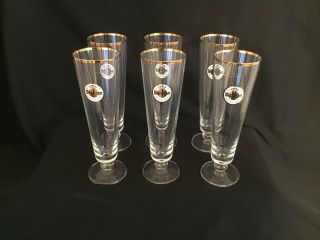 Warsteiner - Set Of 6 Pilsner Beer Glasses Gold Rim
