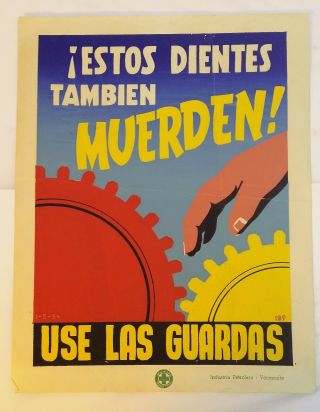 1954 Hand Painted Safety Sign - Industria Petrolera Venezuela Oil Ad 129nice