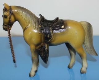 Vintage Metal Western Palomino Horse 4 - 1/4 " T X 5 - 1/2 " L X 1 - 1/4 " W