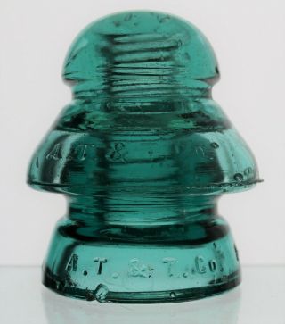 Aqua Cd 190/191 A.  T.  & T.  Co.  Two Piece Glass Insulator