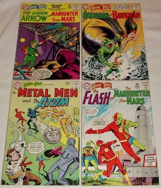 Brave And The Bold 50 51 55 & 56 Dc 1963 - 64 Vg To Vg/f Manhunter Flash Hawkman