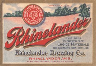 Rhinelander Brewing Beer Label T Shirt Rhinelander Wisc Sizes Small - Xxxlarge (f