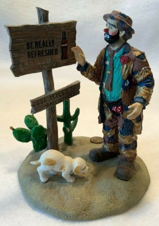c.  1995 COCA - COLA EMMETT KELLY Circus Porcelain Figurine - 496 MILES TO ANYWHERE 2