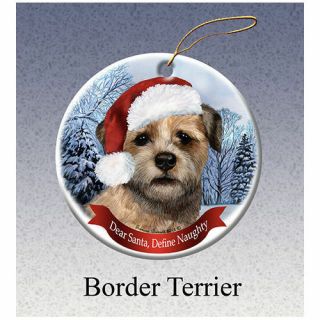 Border Terrier Howliday Porcelain China Dog Christmas Ornament