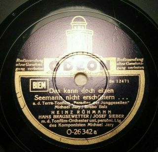 Heinz RÜhmann " Wozu Ist Die Straße Da " Odeon 10 " 78rpm Shellac Rare (1939) E