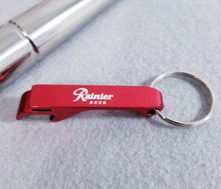 Rainier Beer Bottle Opener Red Key Chain Keychain Fob Aluminum