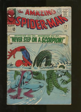 Spider - Man 29 Gd 2.  0 1 Book 1965 Marvel Scorpion Stan Lee Ditko