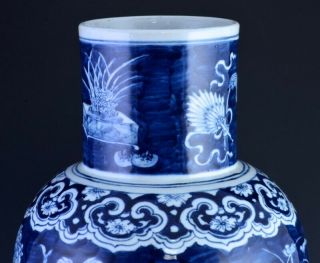 LARGE 19THC CHINESE BLUE WHITE IMPERIAL PRECIOUS OBJECTS LIDDED VASE 7