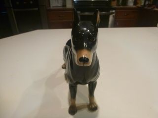 Vintage Ceramic Doberman Pinscher Dog Figurine Black Brown - Marked Japan Aprx.  5 "