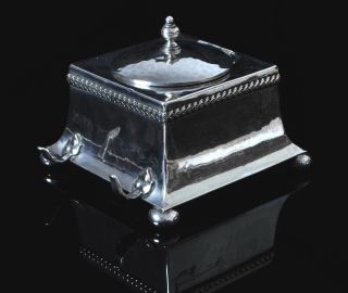 George V Hallmarked Silver Arts And Crafts Inkwell