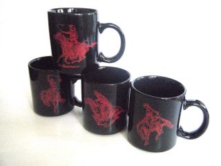 Marlboro Coffee Cups Mugs Black & Red Set Of Four