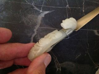 Antique Chinese White Mutton Fat Jade Dragon Letter Opener 19th Century