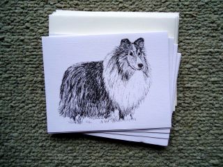 Shetland Sheepdog Sheltie Dog 18 Blank Notecards With Linen Style Envelopes