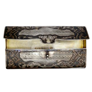 Antique Imperial Russian 84 Niello Silver Cigarette Cigar Vesta Case Pan Slavic 2