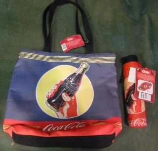 Coca Cola Tote Bag 13x11 Zipper With Umbrella Nwt