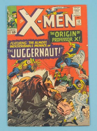 X - Men 12 Marvel Comics 7.  5 1st Juggernaut & Origin Professor X Stan Lee