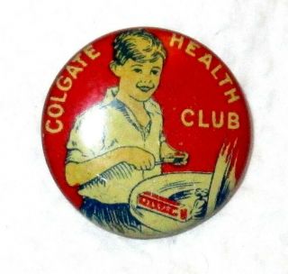Colgate Health Club Pinback 1940s Vintage Toothpaste Advertising Lsu18