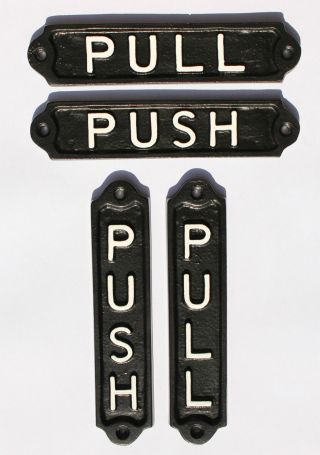 Old Vintage Style Push & Pull Door Signs - Solid Cast Metal Pub Restaurant Cafe