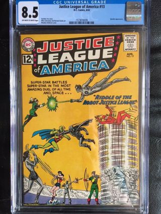 Justice League Of America 13 Cgc Vf,  8.  5; Ow - W; Anderson Cvr; Speedy App.